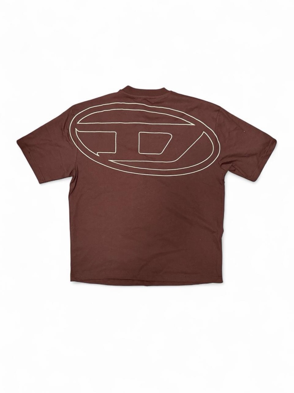 Diesel Brown Burgundy Maxi Oval D Embroidered Tee NWT Y2K Designer